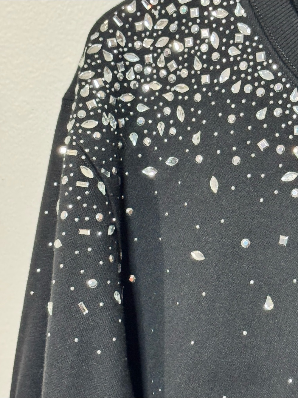 Karl Lagerfeld Black Sweatshirt with Silver Speckle Yoke - Picture 6 of 9